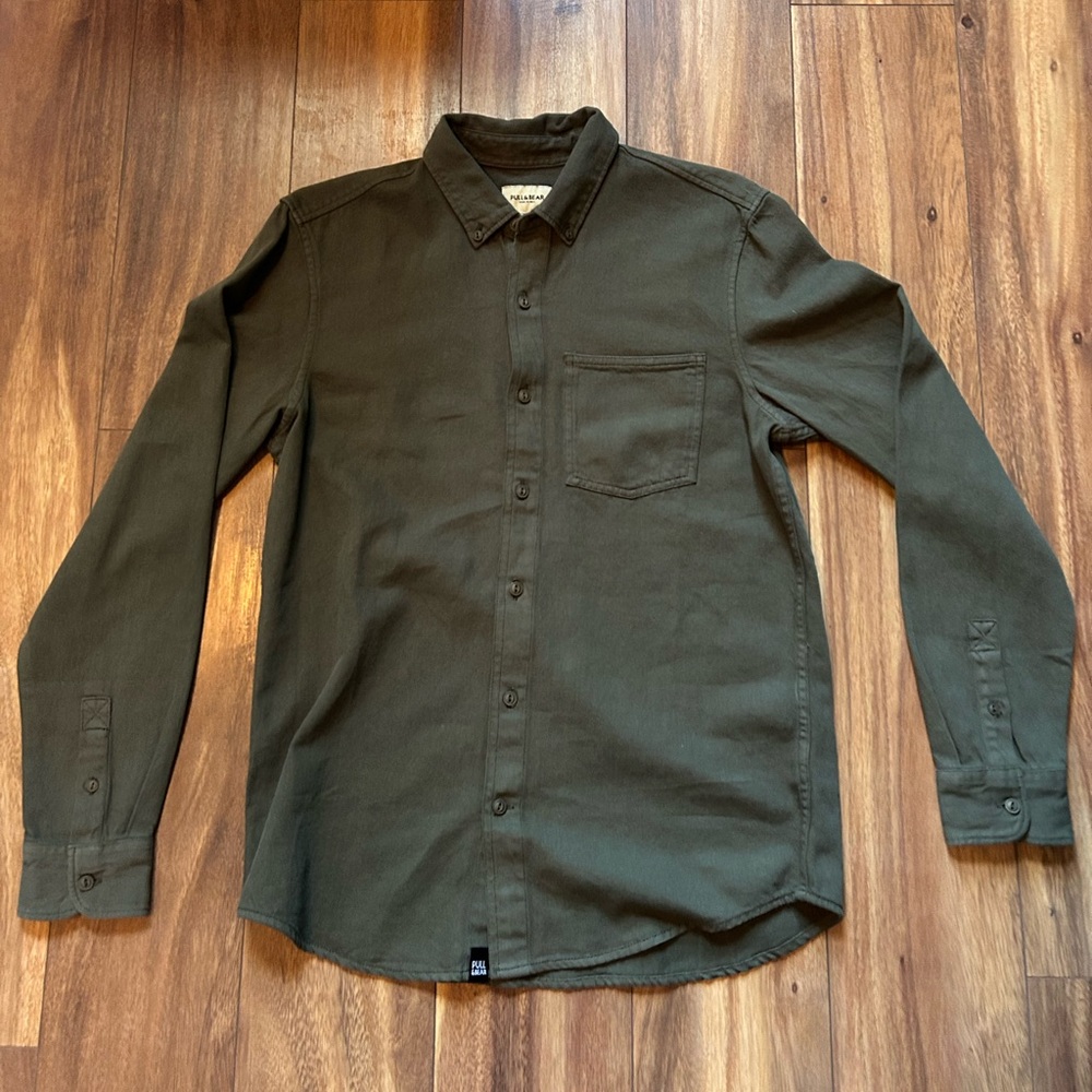 Pull&Bear Dark Green Casual Button Down Shirt